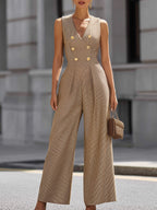 Randig Dubbelknäppt Jumpsuit med Vida Ben