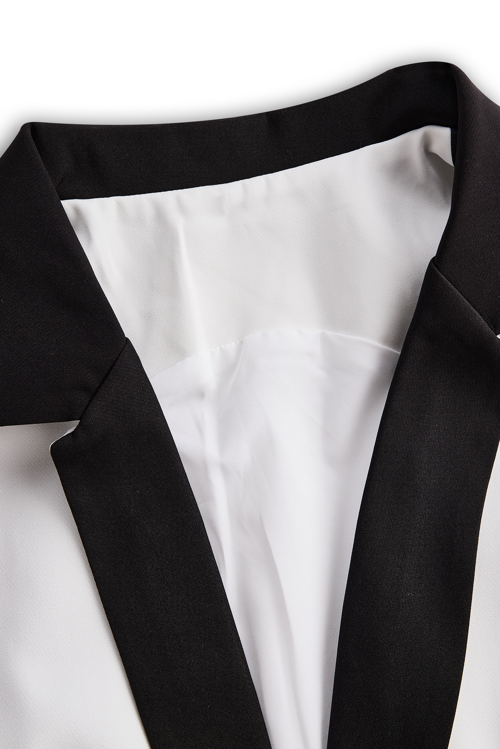 Elegant Vit Jumpsuit med Dubbla Knappar och Svart Slag