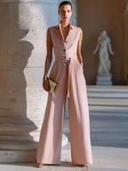 Ärmlös Jumpsuit med Bälte och Breda Ben