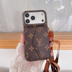 LV-stil Crossbody Plånboksfodral för iPhone – Med Rem & Korthållare